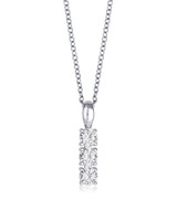 Three-Stone Cubic Zirconia Vertical Pendant Necklace – Sterling Silver