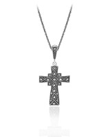 Marcasite Cross Pendant – Oxidized Silver
