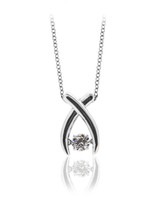 Shimmering Crossed Wishbone Pendant – Sterling Silver