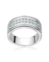 Triple Row Pavé Cubic Zirconia Ring – Sterling Silver