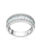 Baguette & Pavé Cubic Zirconia Ring – Sterling Silver