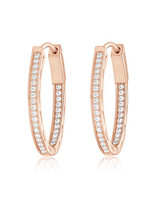 Pavé Oval Hoop Earrings – Rose Gold Plated