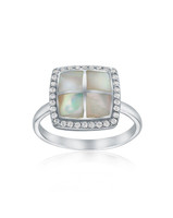Mother of Pearl Inlay Halo Ring – Sterling Silver