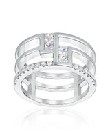Micro Pavé Wide Band Ring — Sterling Silver