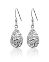 Filigree Teardrop Drop Earrings – Sterling Silver