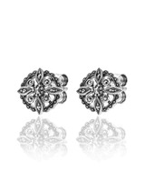 Marcasite Floral Stud Earrings – Sterling Silver