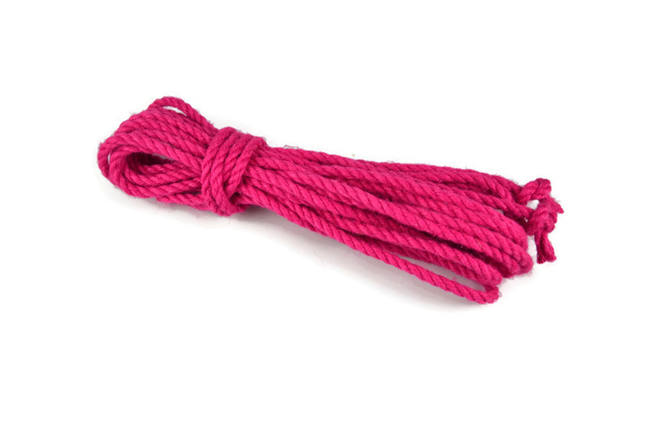 Fuchsia dyed jute rope, single yarn, 6mm x 8m (26.25ft)