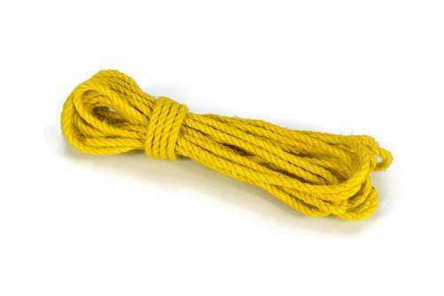 Yellow dyed jute rope, shibari, single yarn, 6mm x 8m (26.25ft)