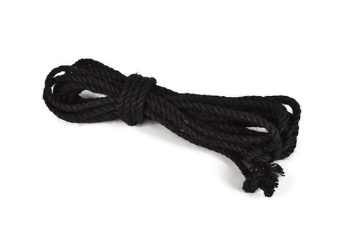 Black dyed jute rope, shibari, single yarn, 6mm x 8m (26.25ft)