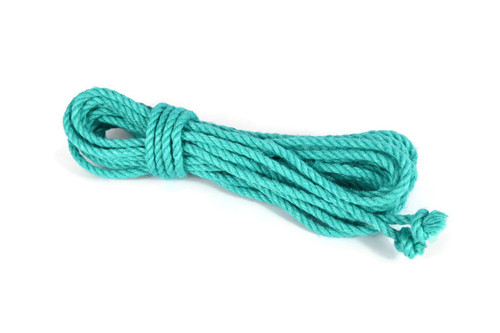 Turquoise dyed jute rope, shibari, single yarn, 6mm x 8m (26.25ft)