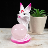 White & Pink Fox Sphere Stand