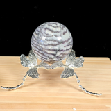 Large Silver Dragonfly Metal Sphere Stand