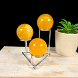 Silver 3 Step Sphere Metal Stand