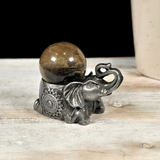 Gun Metal Gray Elephant Metal Sphere Stand