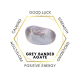 10mm Grey Banded Agate Gemstone Bracelet