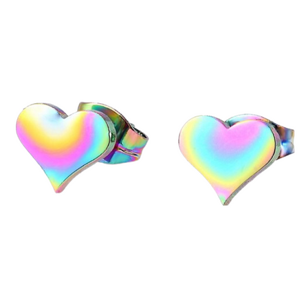 Titanium Coated Stainless Steel Stud Earrings - Heart