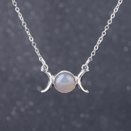Triple Moon Goddess Necklace - Agate
