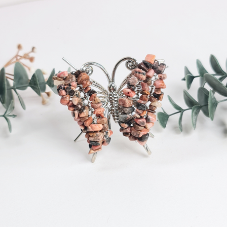 Gemstone Butterfly - Black Line Rhodonite