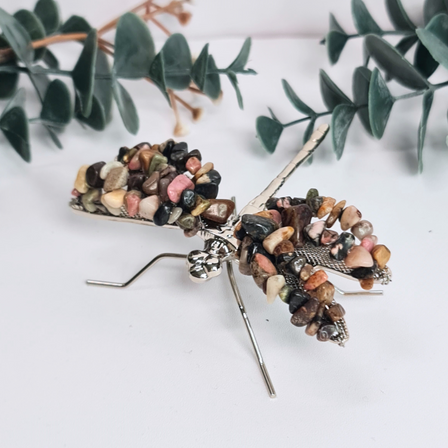 Gemstone Dragonfly - Rhodonite