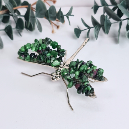Gemstone Dragonfly - Ruby in Zoisite