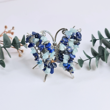 Gemstone Butterfly - Blue Mix (Aquamarine, Lapis Lazuli & Sodalite)
