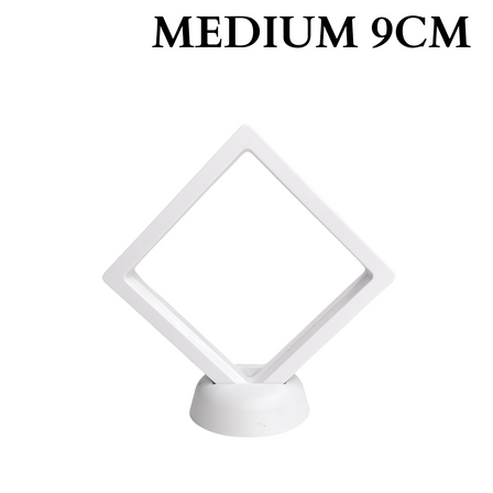 9cm Medium Square Floating Display Stand - White
