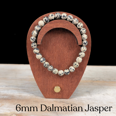 6mm Dalmatian Jasper Gemstone Bracelet