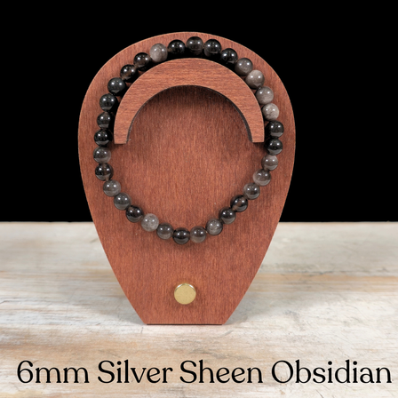 6mm Silver Sheen Obsidian Gemstone Bracelet