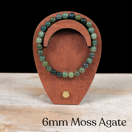 6mm Moss Agate Gemstone Bracelet