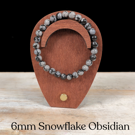 6mm Snowflake Obsidian Gemstone Bracelet