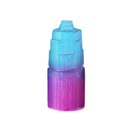 8cm-10cm Aura Coated Selenite Tower - Blue/Purple