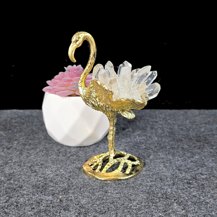 Clear Quartz Gold Flamingo