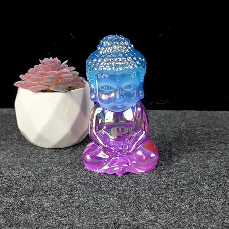 Aura Coated Selenite Buddha - Blue/Purple