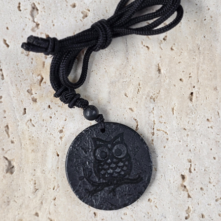 3.5cm Owl Shungite Adjustable Necklace