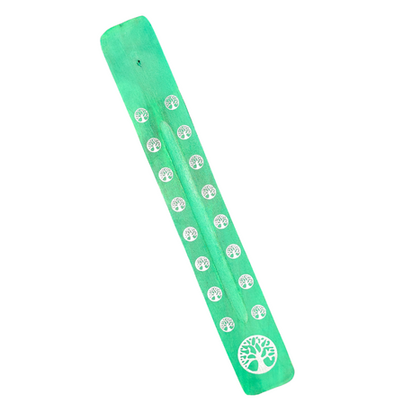 Wooden Incense Ash Catcher - Green Tree