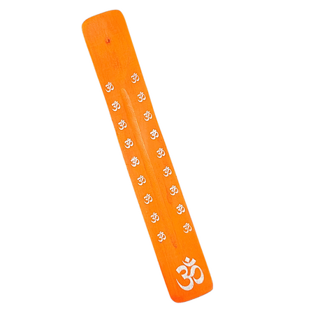 Wooden Incense Ash Catcher - Orange Om