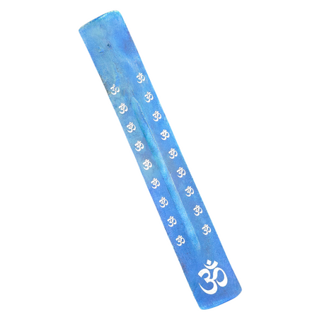 Wooden Incense Ash Catcher - Blue Om