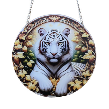 15cm Acrylic Suncatcher - White Tiger