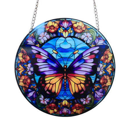 15cm Acrylic Suncatcher - Butterfly with Border