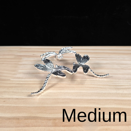 Medium Silver Dragonfly Metal Sphere Stand