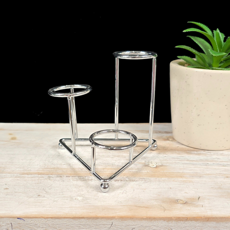 Silver 3 Step Sphere Metal Stand