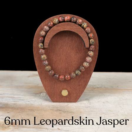 6mm Leopardskin Jasper Gemstone Bracelet