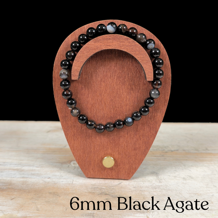 6mm Black Agate Gemstone Bracelet