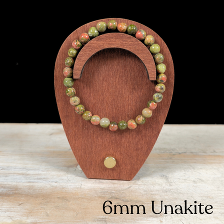 6mm Unakite Gemstone Bracelet