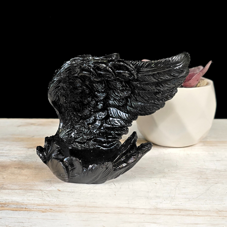 Black Open Wing Sphere Stand/Trinket Dish 