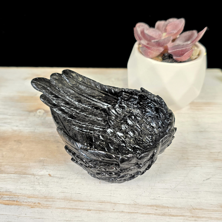 Black Angel Wing Sphere Stand/Trinket Dish 