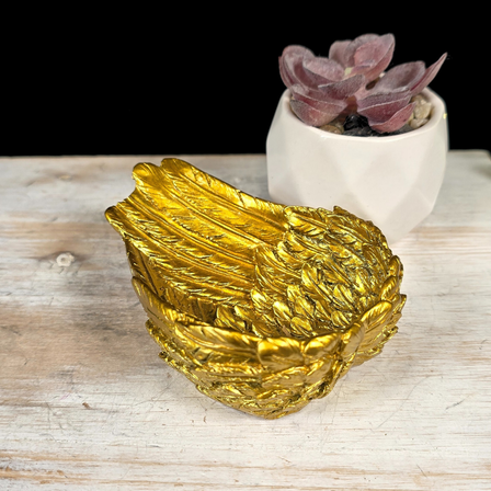 Gold Angel Wing Sphere Stand/Trinket Dish 
