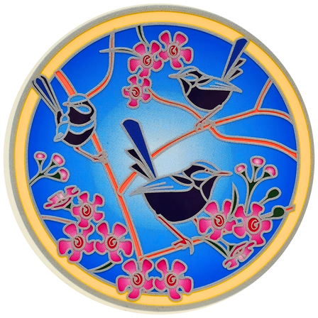 Blue Wren 14cm Sunseal Glass Sticker
