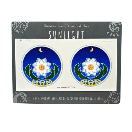 2 x Midnight Lotus 6cm Sunseal Glass Sticker