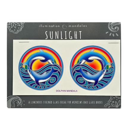 2 x Dolphin Mandala 6cm Sunseal Glass Sticker
